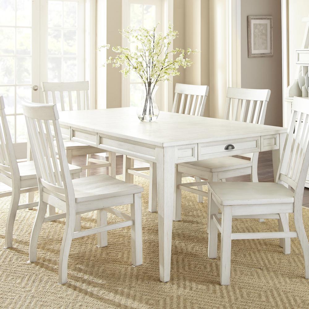 7 Pc Dining Set, Finished in Antique White with rub through - heavily distressed. Picture 1