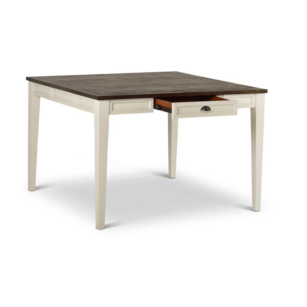Counter Table Dark Oak/White, Distressed antique white base, dark oak top. Picture 1