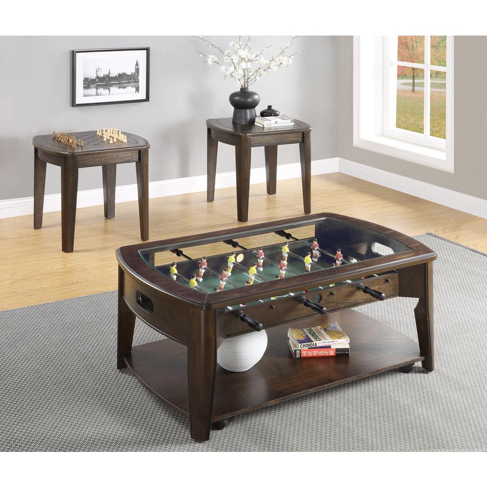 Cocktail Table with Foosball, Dark walnut finish. Picture 4