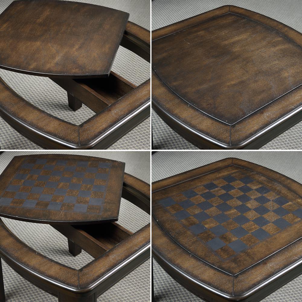 Game End Table with Chessboard, Dark Walnut Finish. Picture 8