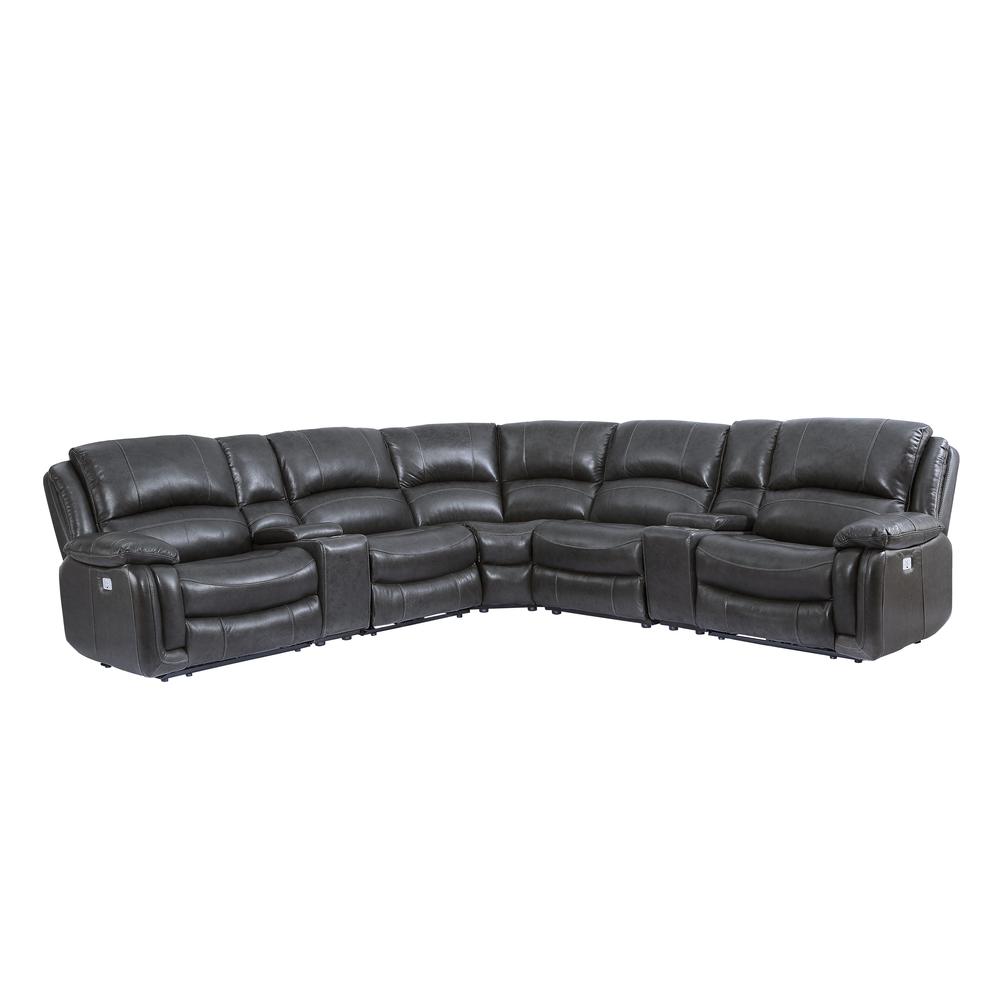 Denver 7PC Leather Power Reclining Sectional - Charcoal. Picture 3