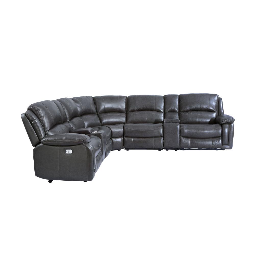 Denver 7PC Leather Power Reclining Sectional - Charcoal. Picture 5