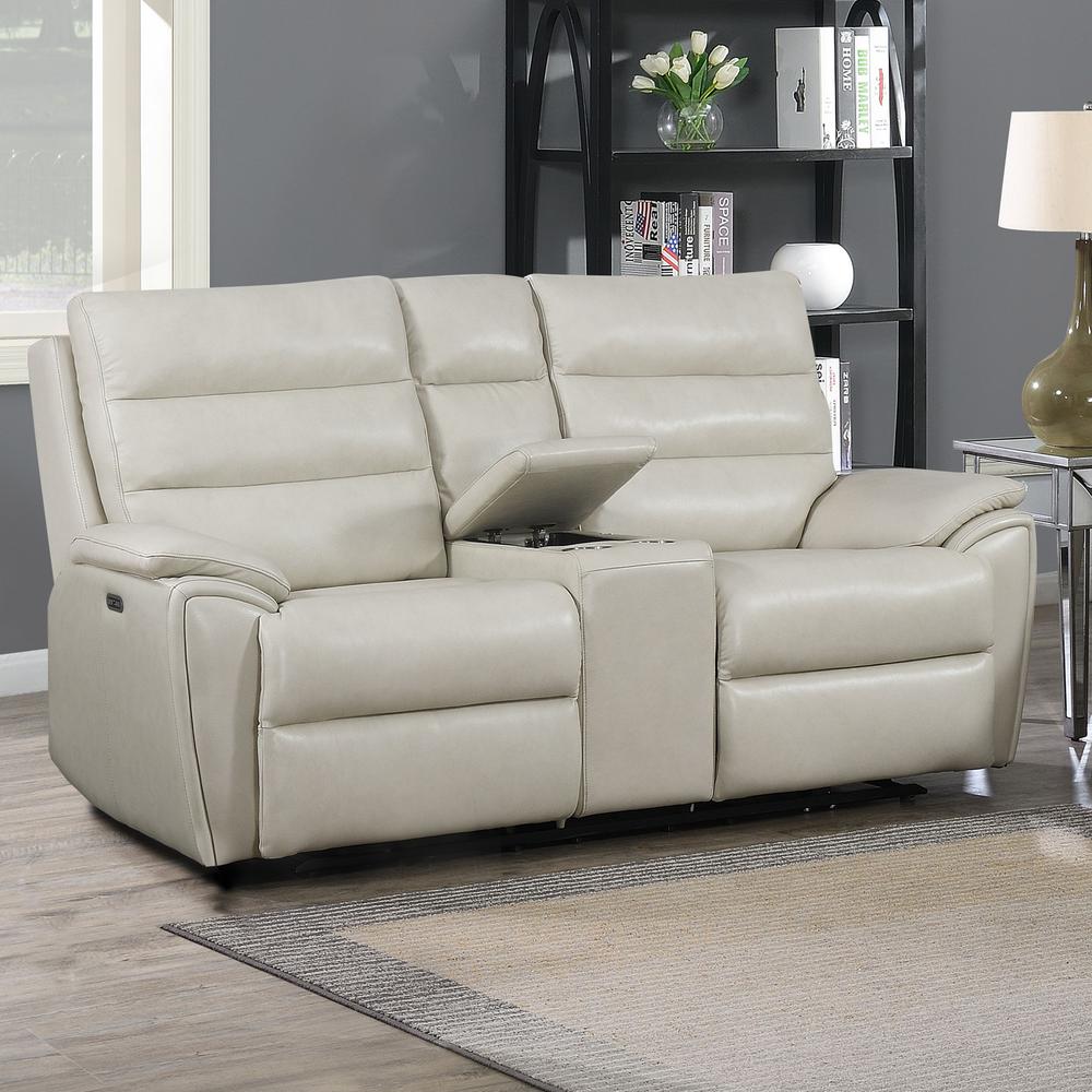 Power Console Loveseat - Ivory, Ivory. Picture 1