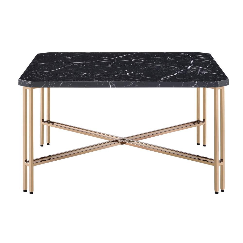 Daxton Faux Marble Square Cocktail Table. Picture 1