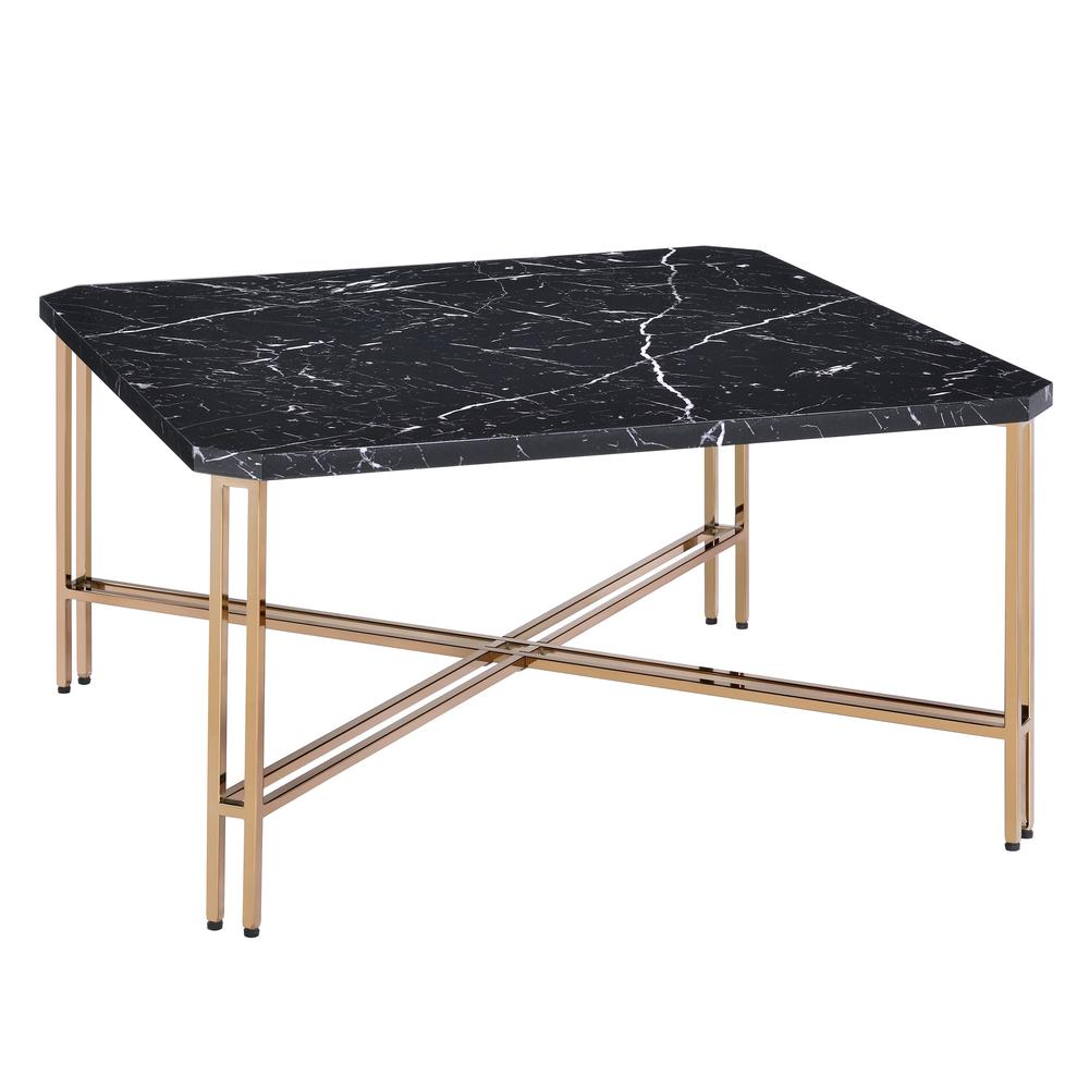 Daxton Faux Marble Square Cocktail Table. Picture 5