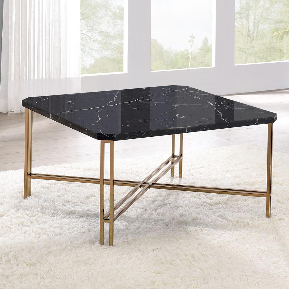 Daxton Faux Marble Square Cocktail Table. Picture 6