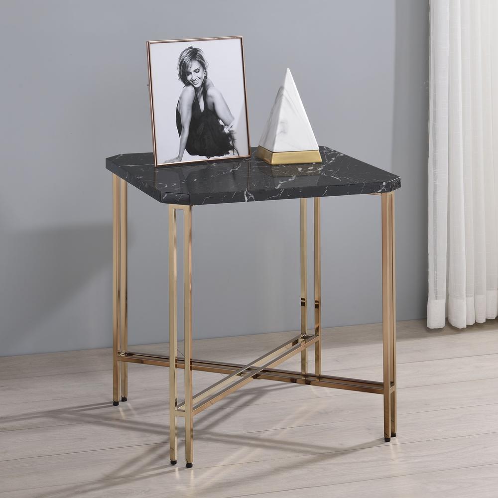 Daxton Faux Marble Square End Table. Picture 4