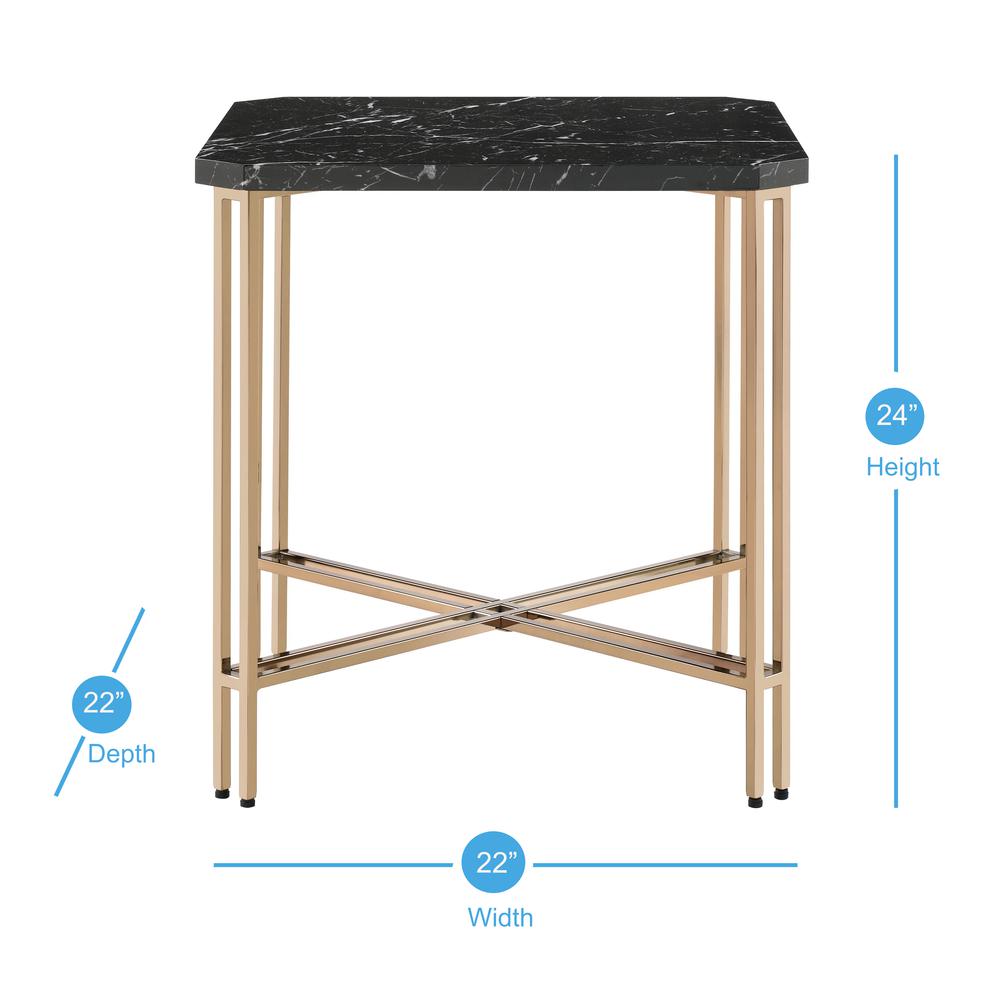 Daxton Faux Marble Square End Table. Picture 3
