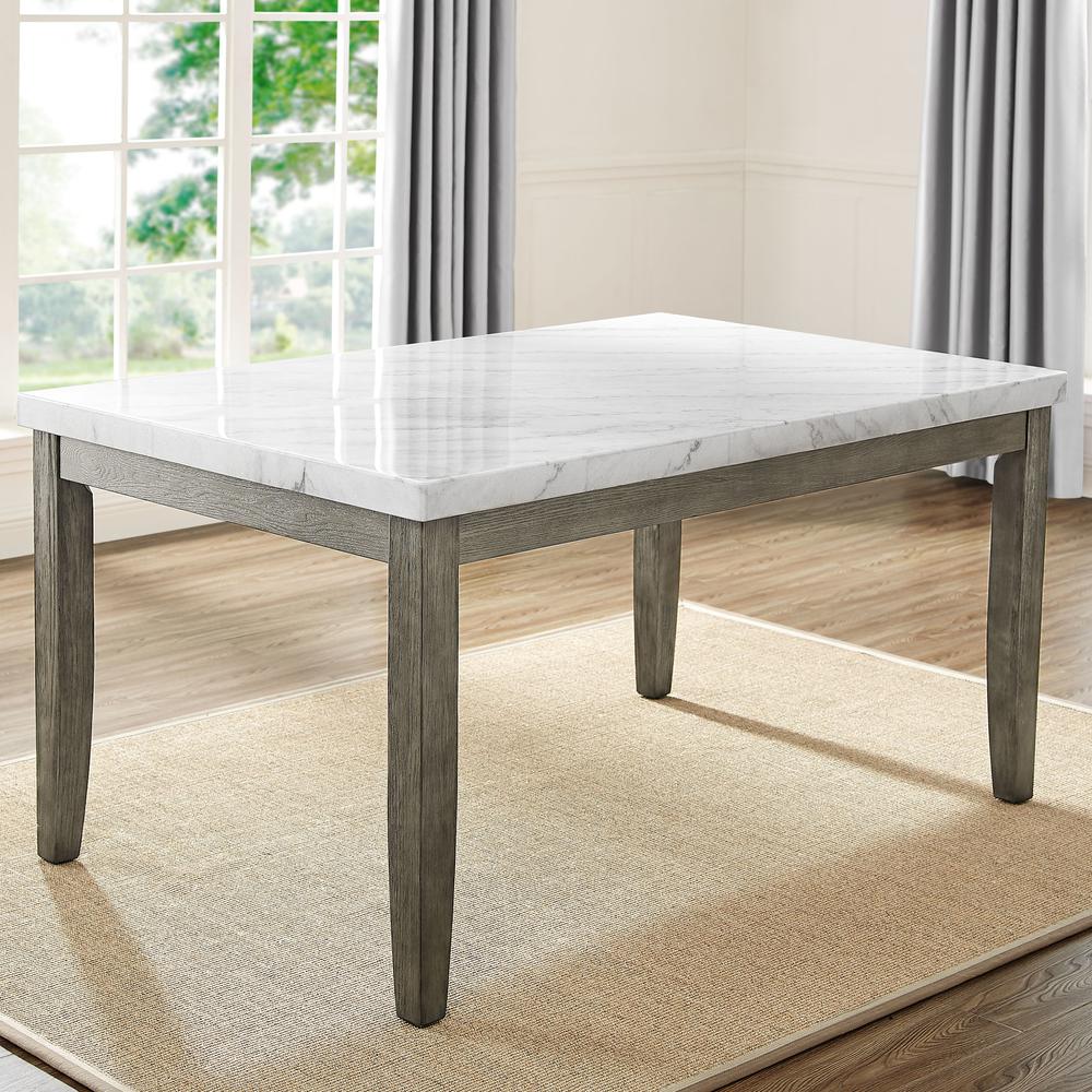 Emily White Marble Top Dining Table. Picture 1