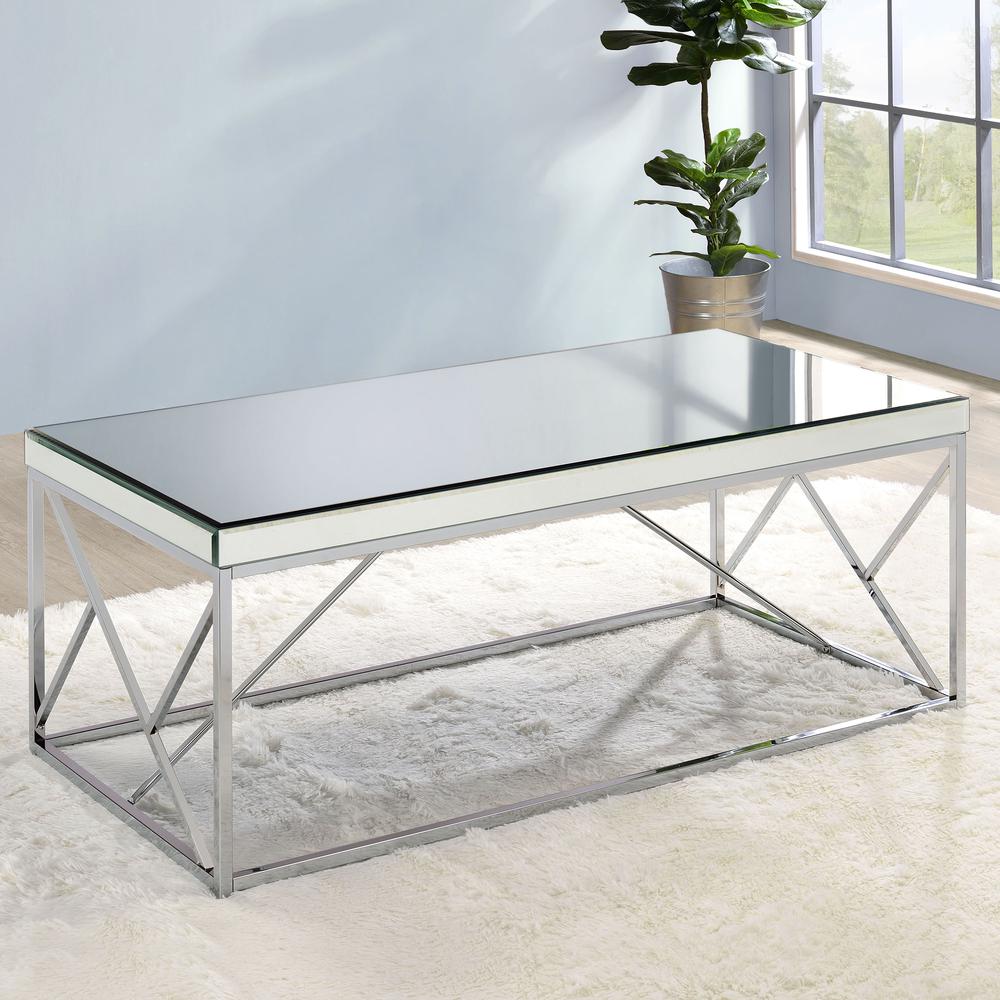 Evelyn Mirror Top Cocktail Table - Chrome. Picture 1