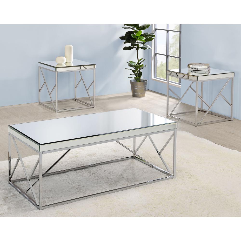 Evelyn Mirror Top Cocktail Table - Chrome. Picture 5