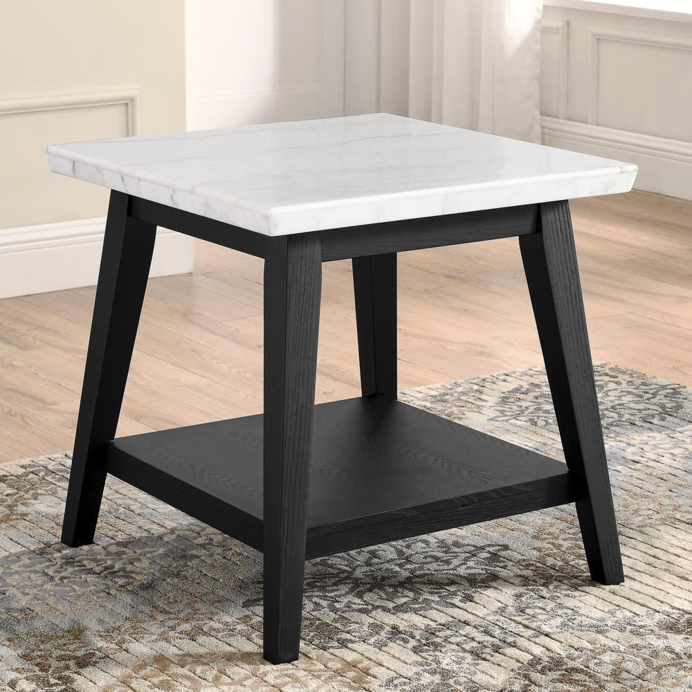 Vida-Black White Marble Top End Table. Picture 3