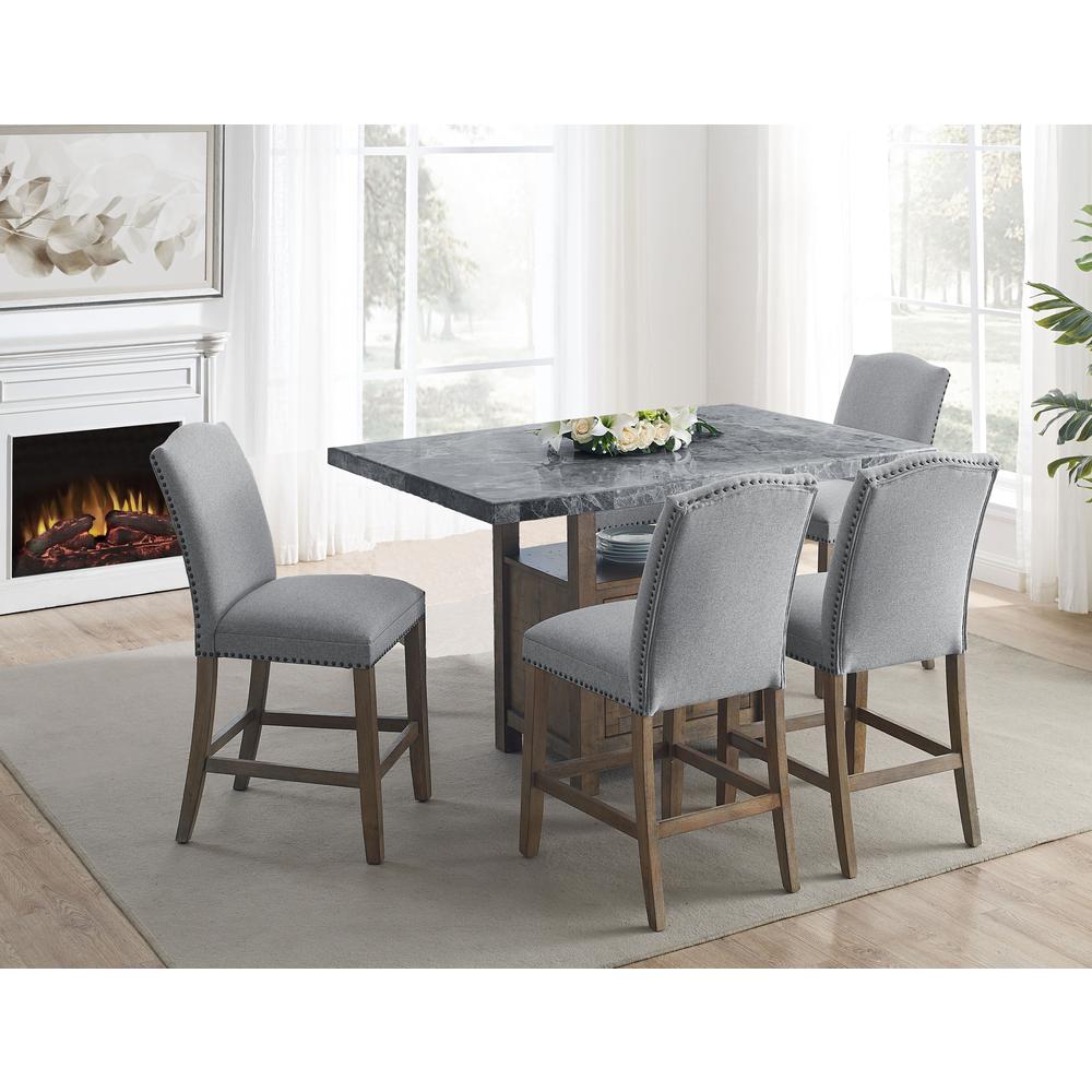 Grayson Gray Marble Counter 5PC Dining Set. Picture 1