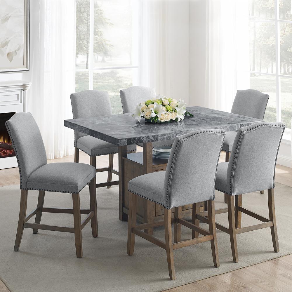 Grayson Gray Marble Counter 7PC Dining Set. Picture 1
