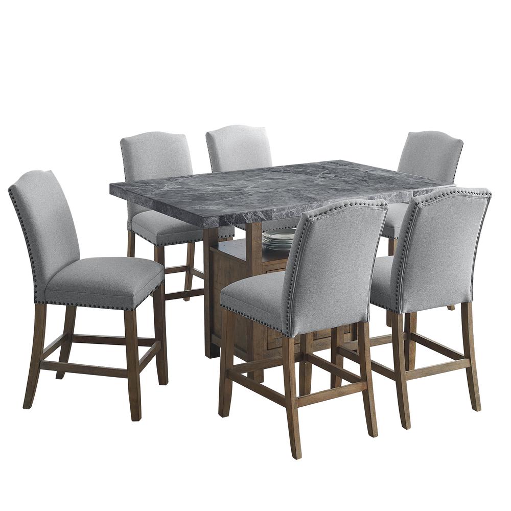 Grayson Gray Marble Counter 7PC Dining Set. Picture 2