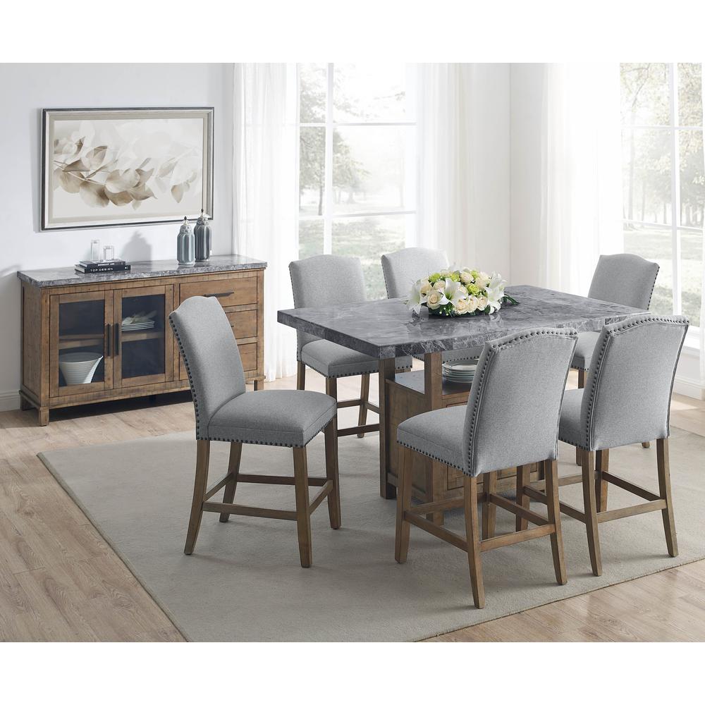 Grayson Gray Marble Counter 8PC Dining Set. Picture 1