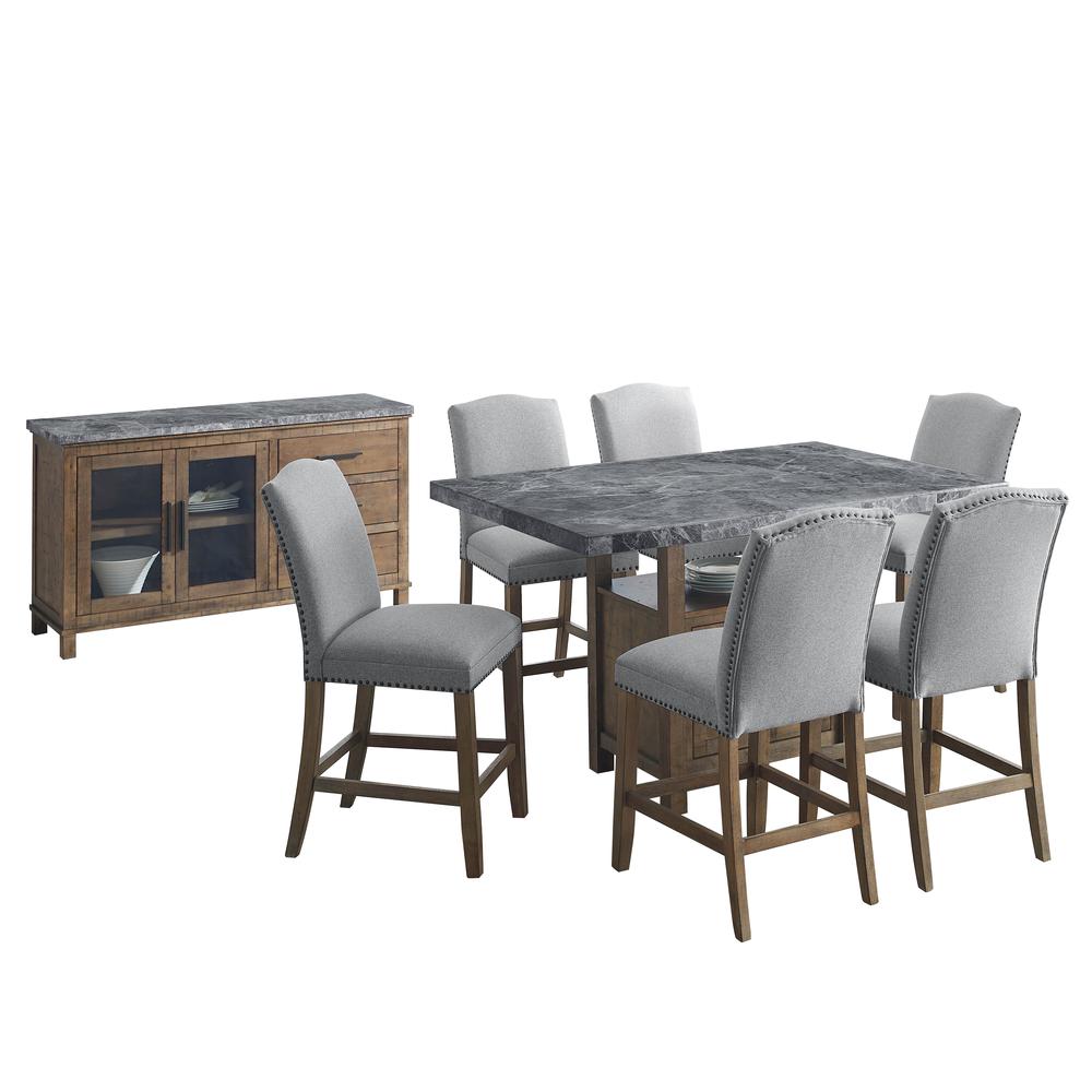Grayson Gray Marble Counter 8PC Dining Set. Picture 2