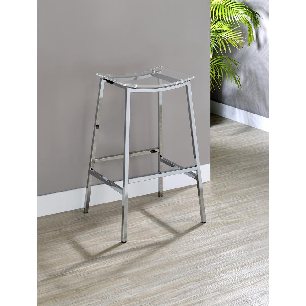 Zena Backless Bar Stool w/Acrylic Seat Set of Two. Picture 3