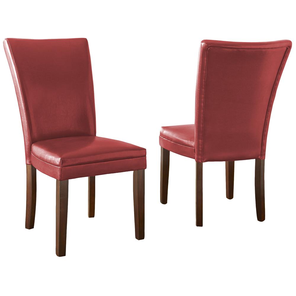 Parsons Chair, Red - Set of 2, Dark oak wood finish with burnishing. Picture 1