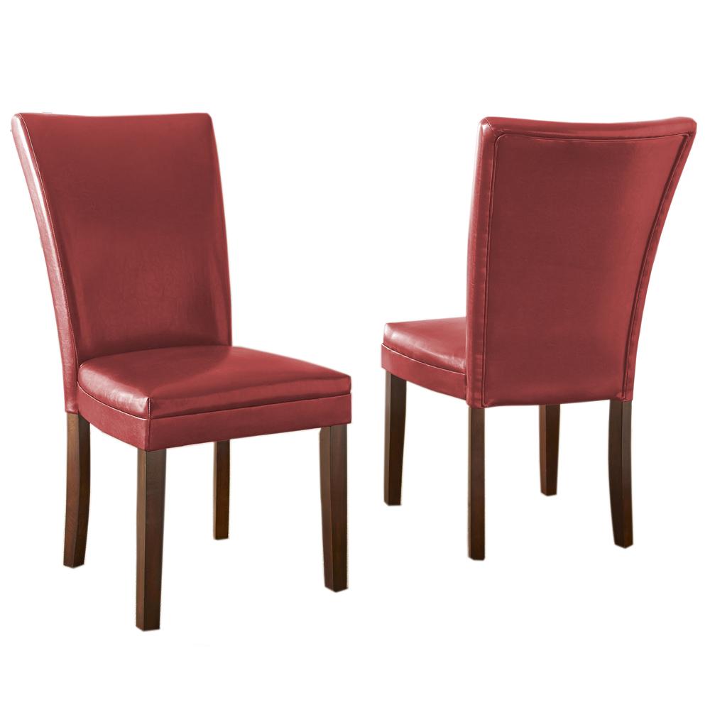 Parsons Chair, Red - Set of 2, Dark oak wood finish with burnishing. Picture 2