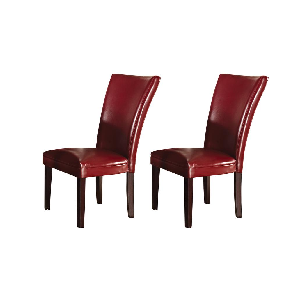 Parsons Chair, Red - Set of 2, Dark oak wood finish with burnishing. Picture 3