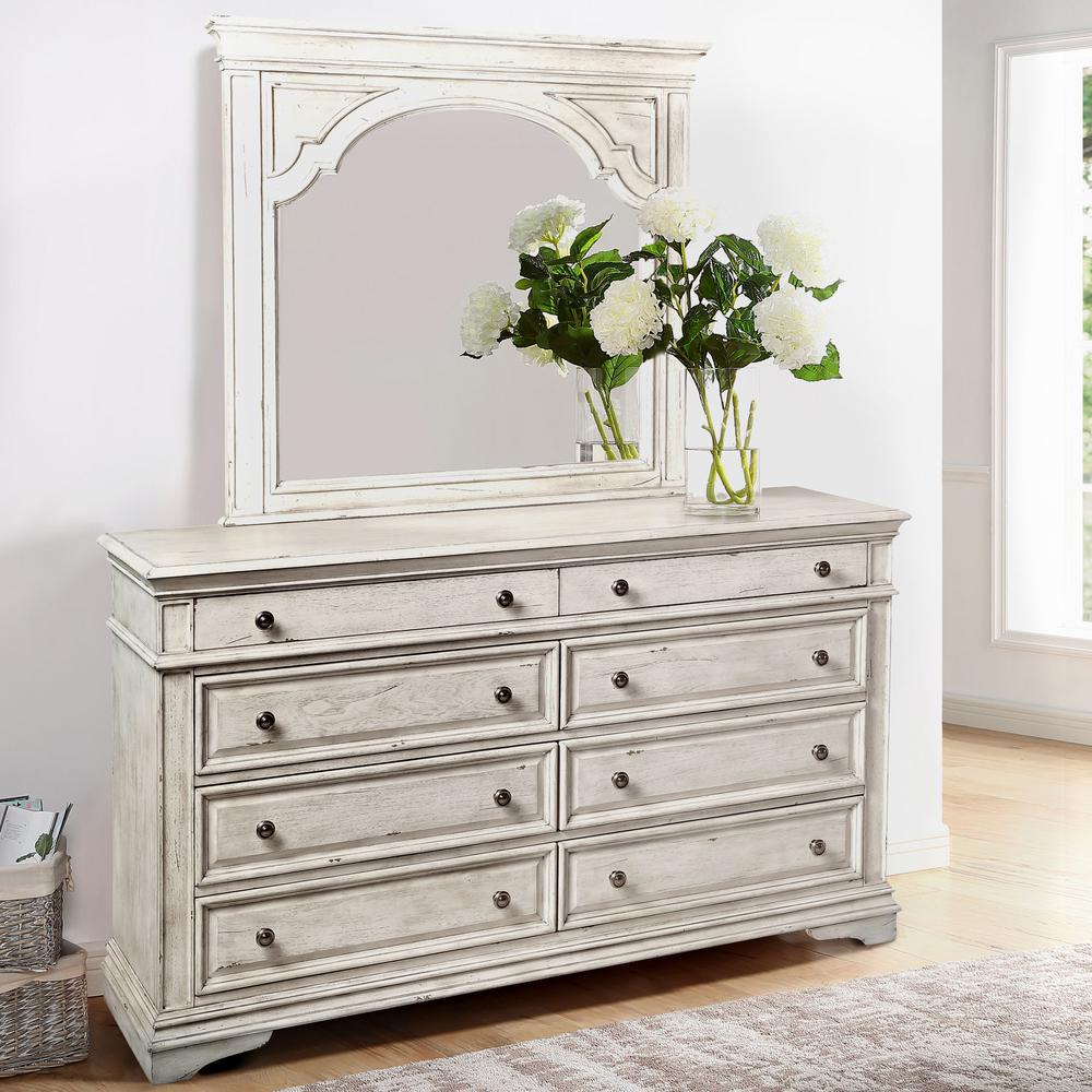 Highland Park Dresser and Mirror - Rustic Ivory. Picture 1