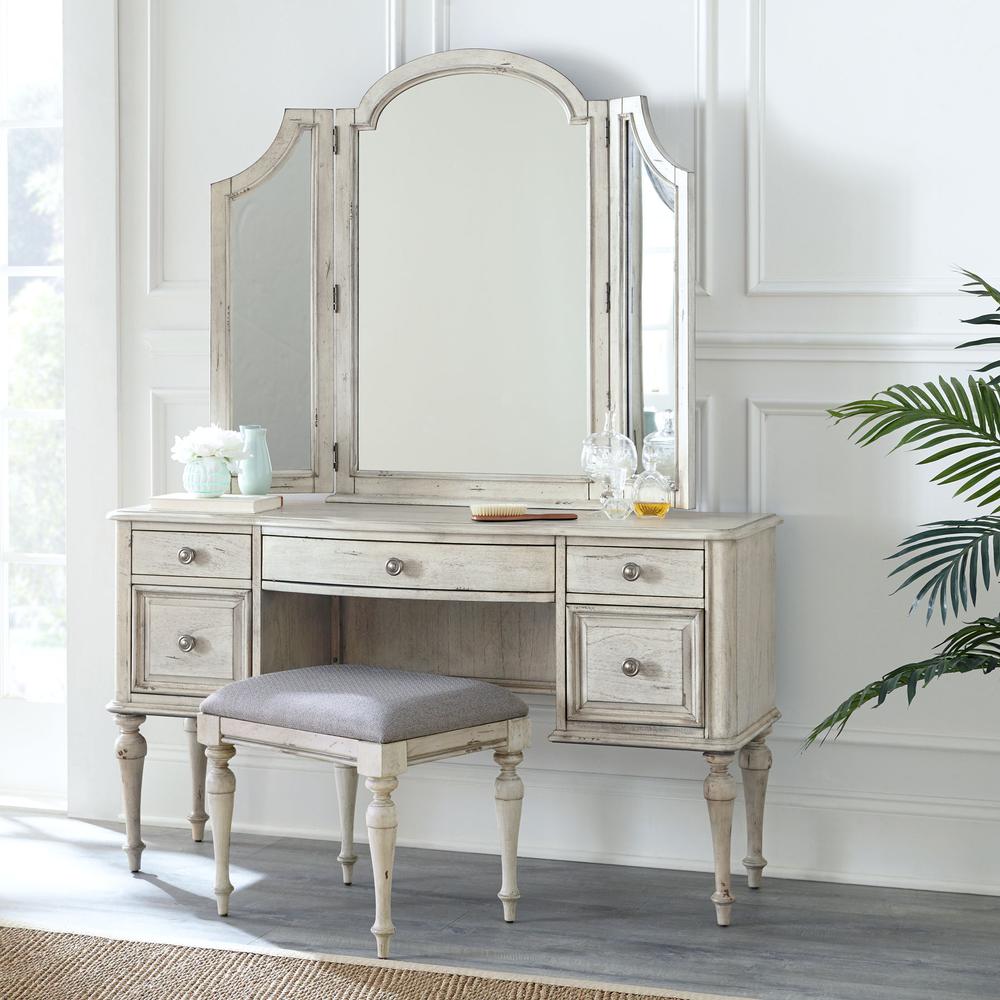 Highland Park Vanity Bench - Rustic Ivory. Picture 3