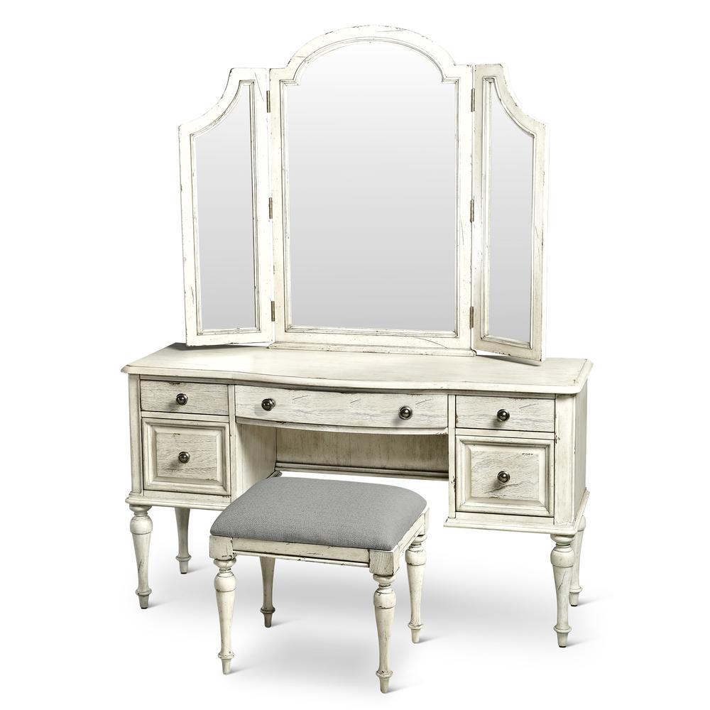 Highland Park Vanity Bench - Rustic Ivory. Picture 4