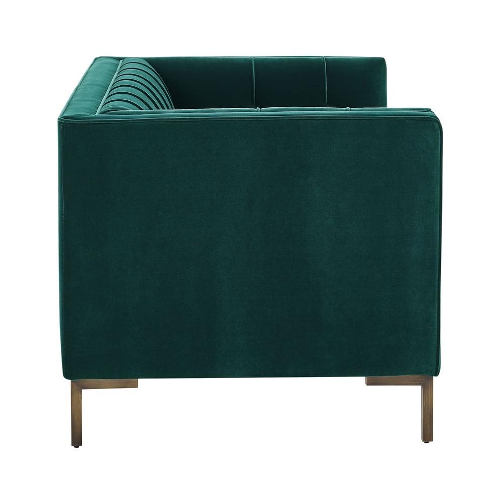 Isaac Stitch Green Velvet Loveseat. Picture 4