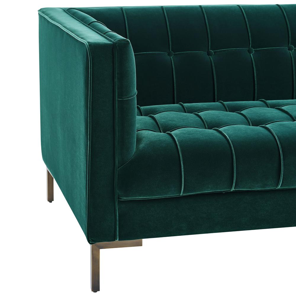 Isaac Channel Stitch Green Velvet Sofa. Picture 5