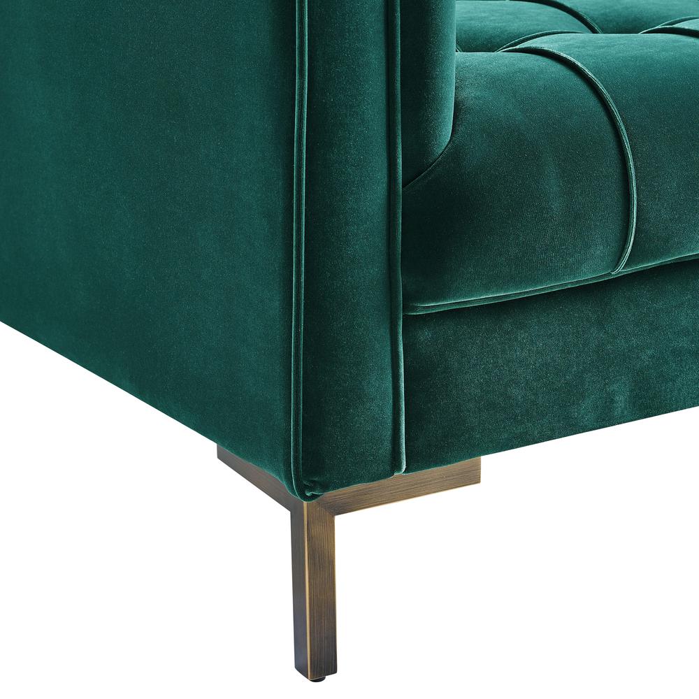 Isaac Channel Stitch Green Velvet Sofa. Picture 6