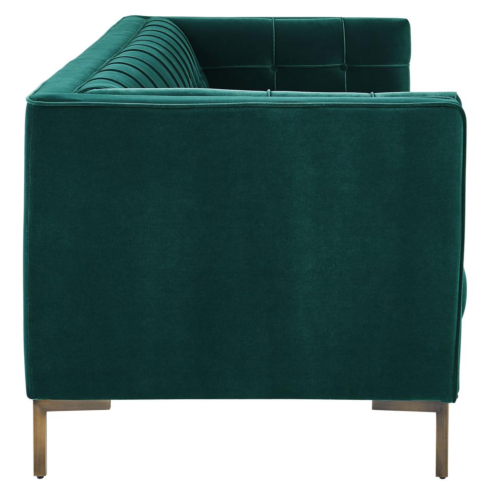 Isaac Channel Stitch Green Velvet Sofa. Picture 7