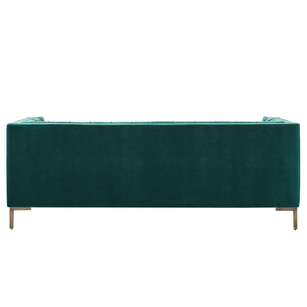 Isaac Channel Stitch Green Velvet Sofa. Picture 8