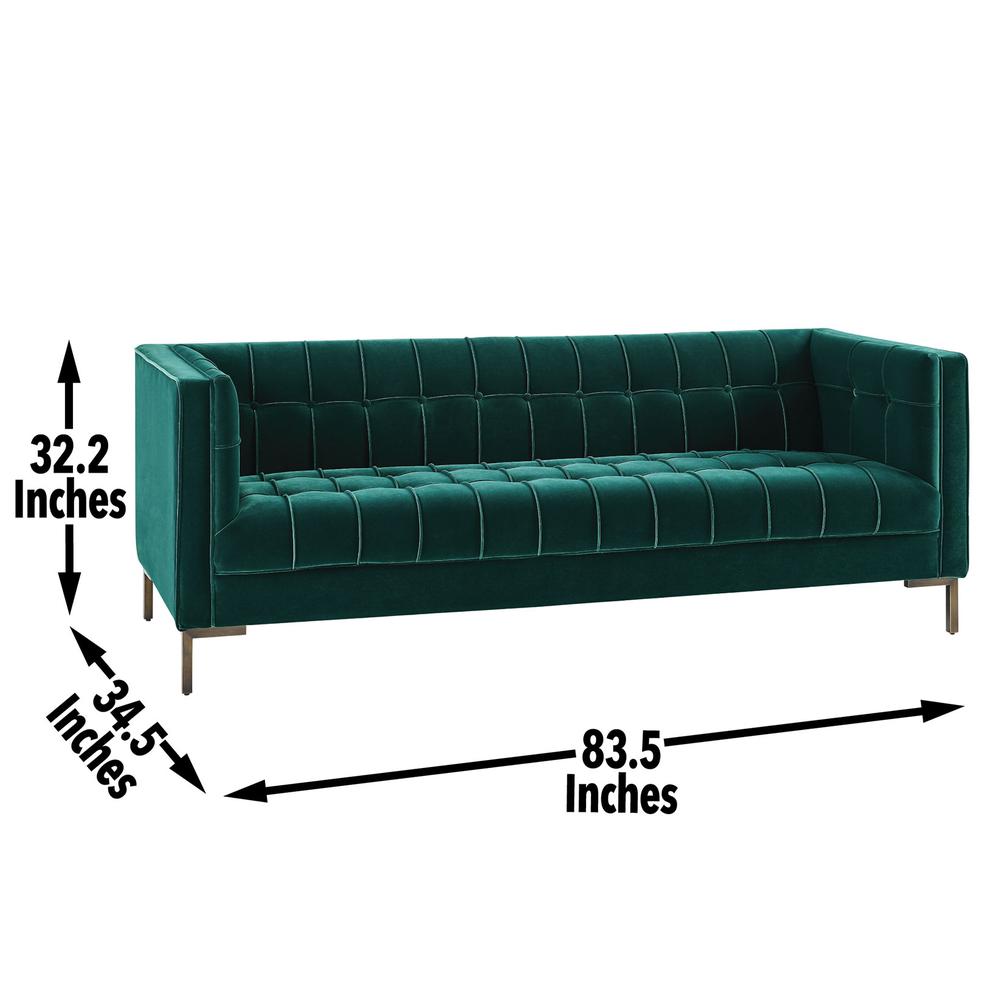 Isaac Channel Stitch Green Velvet Sofa. Picture 9