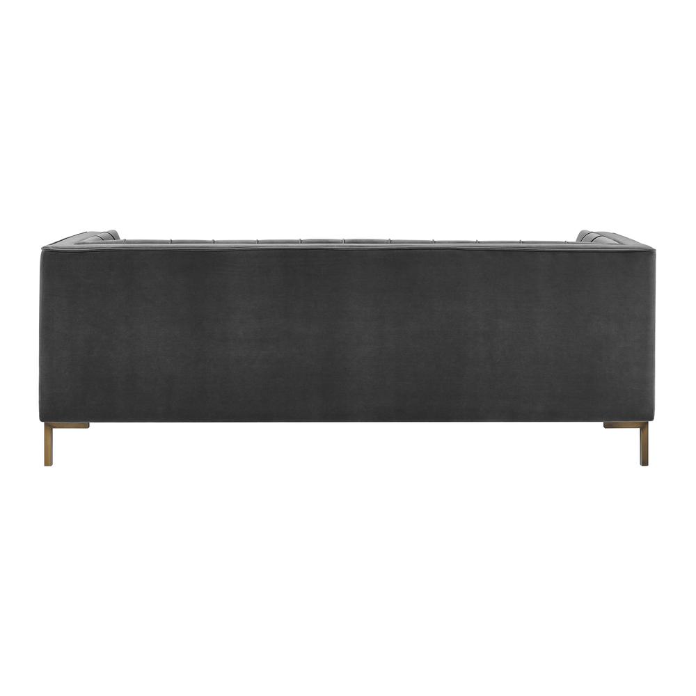 Isaac Channel Stitch Gray Velvet Sofa. Picture 5
