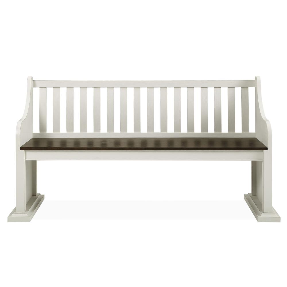 Two Tone Storage Bench, Two-tone ivory and dark oak finish. Picture 4
