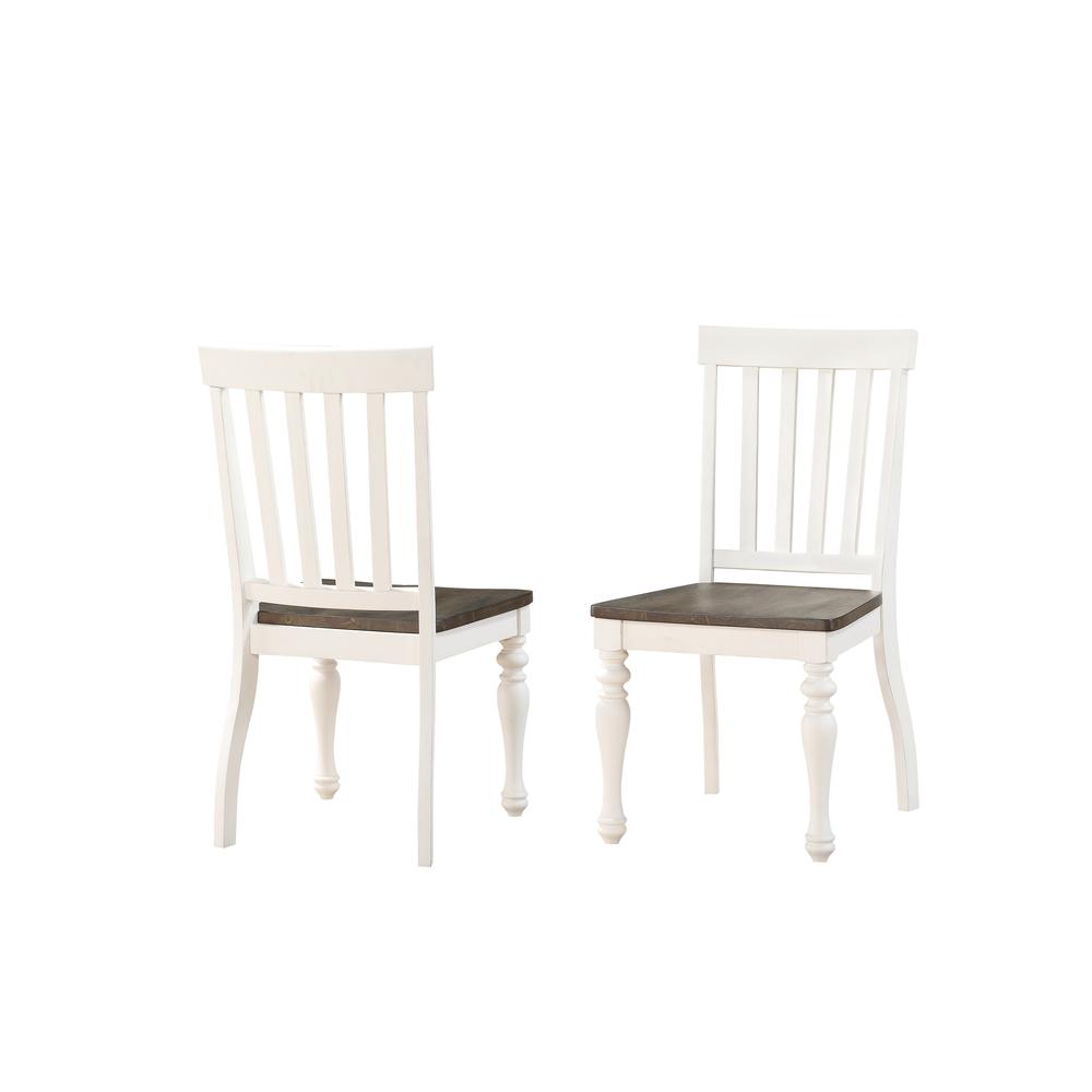 Two Tone Side Chair - set of 2, Two-tone ivory and dark oak finish. Picture 1