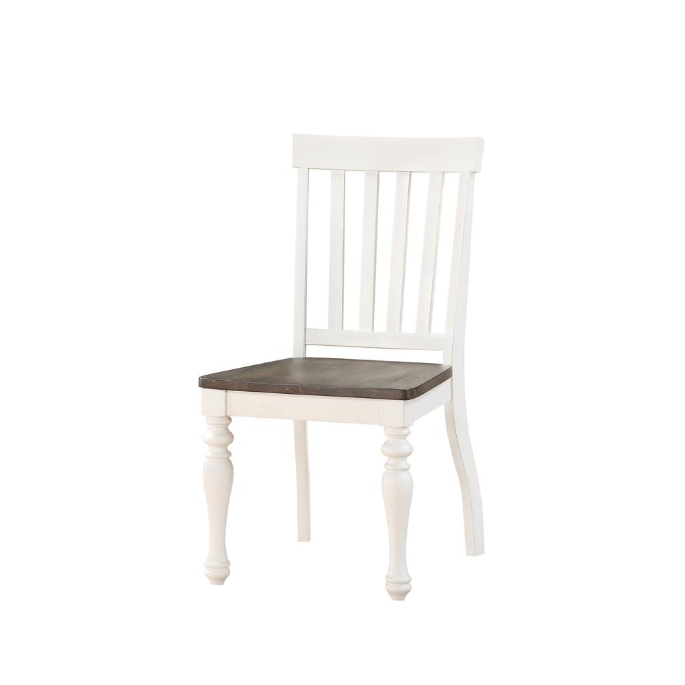 Two Tone Side Chair - set of 2, Two-tone ivory and dark oak finish. Picture 9