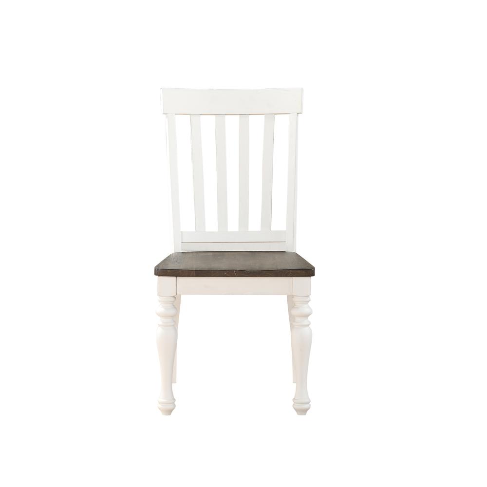 Two Tone Side Chair - set of 2, Two-tone ivory and dark oak finish. Picture 11