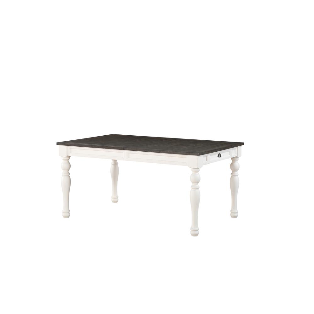 Two Tone Dining Table, Two-tone ivory and dark oak finish. Picture 1
