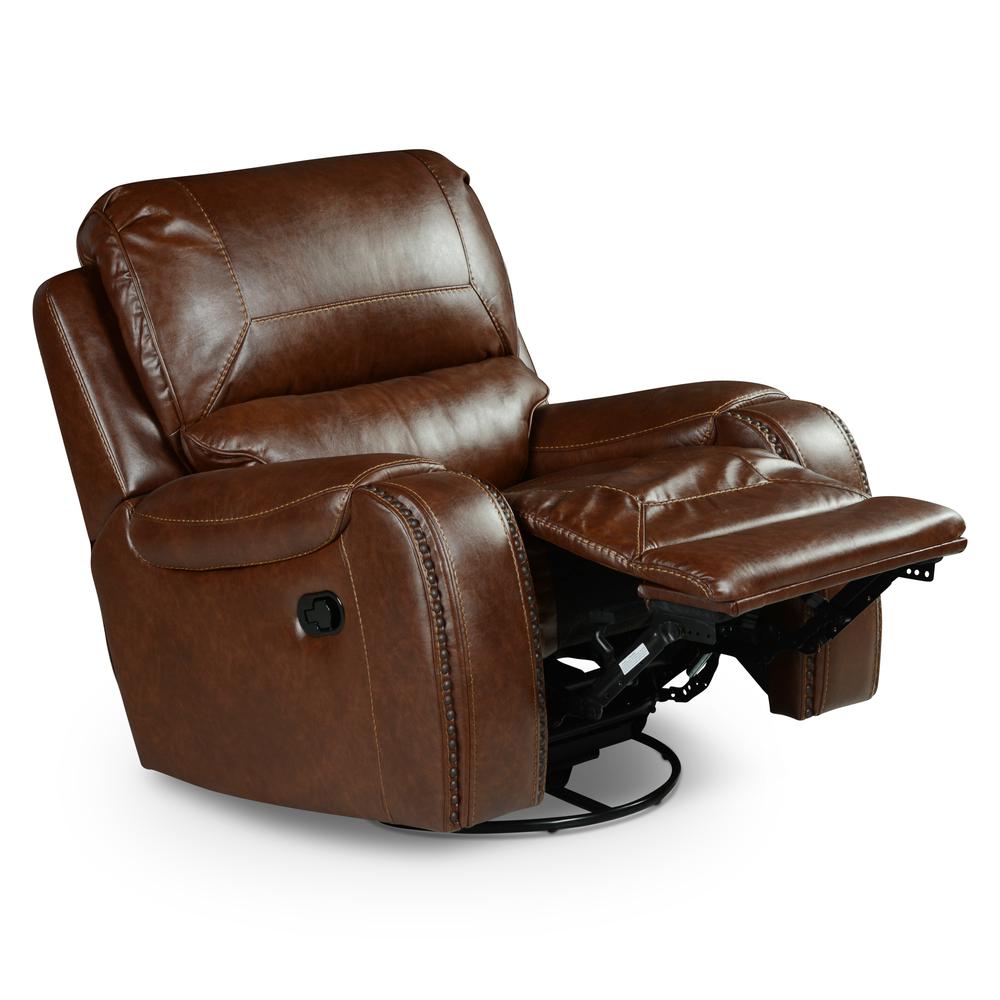 Keily Manual Swivel Glider Recliner Chair - Brown. Picture 3
