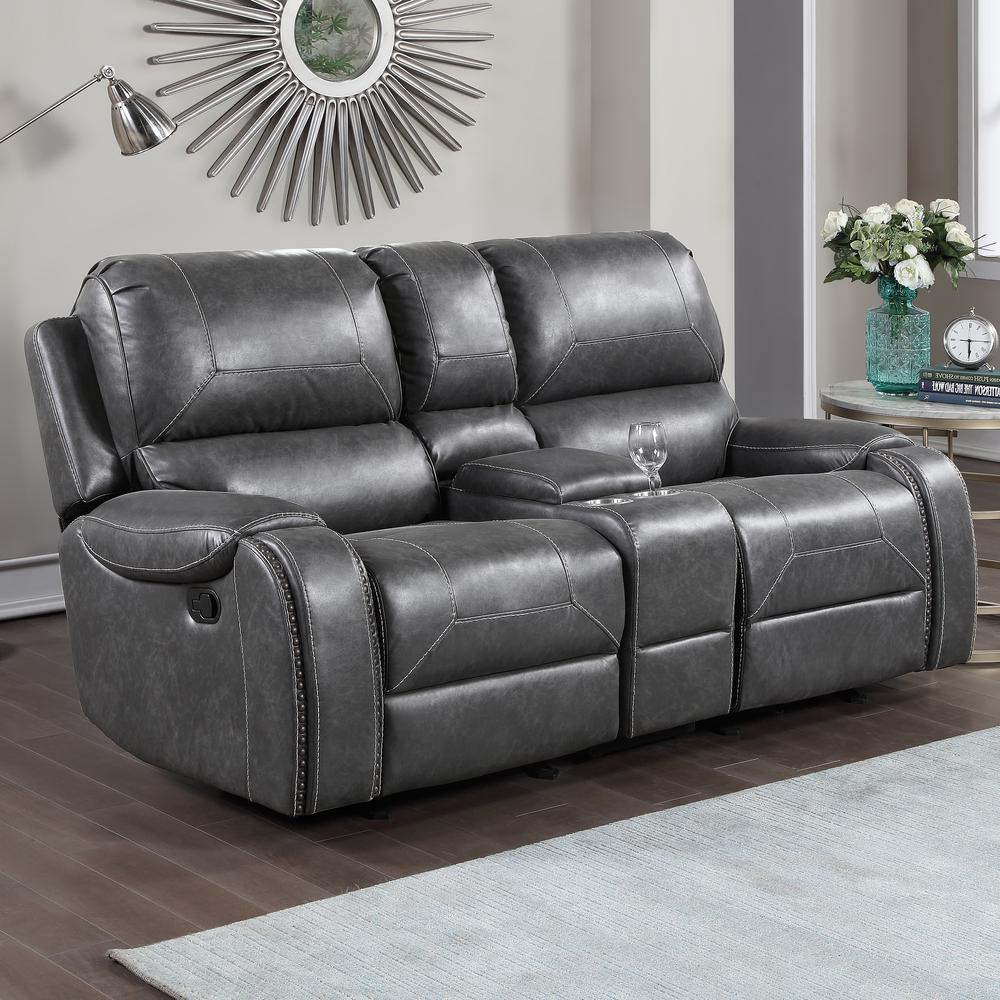 Keily Manual Glider Recliner Loveseat - Grey. Picture 2