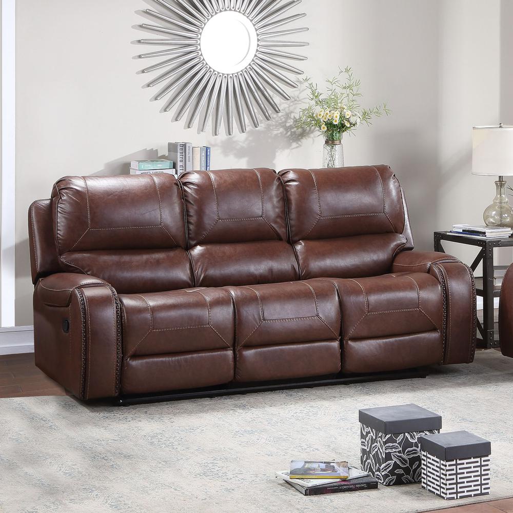 Keily Manual Recliner Sofa - Brown. Picture 3