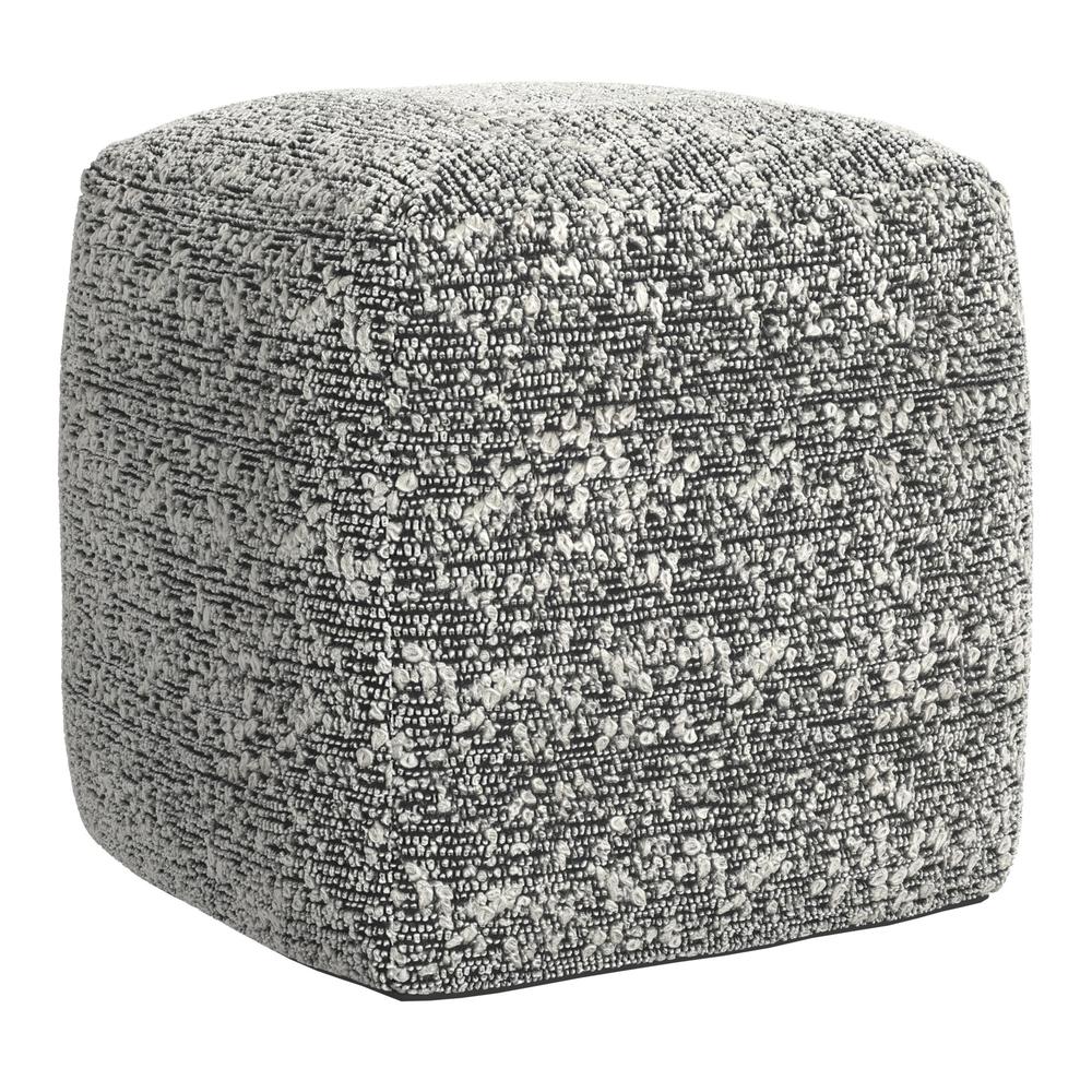 Nahara Boucle Black Woven Square Pouf. Picture 1