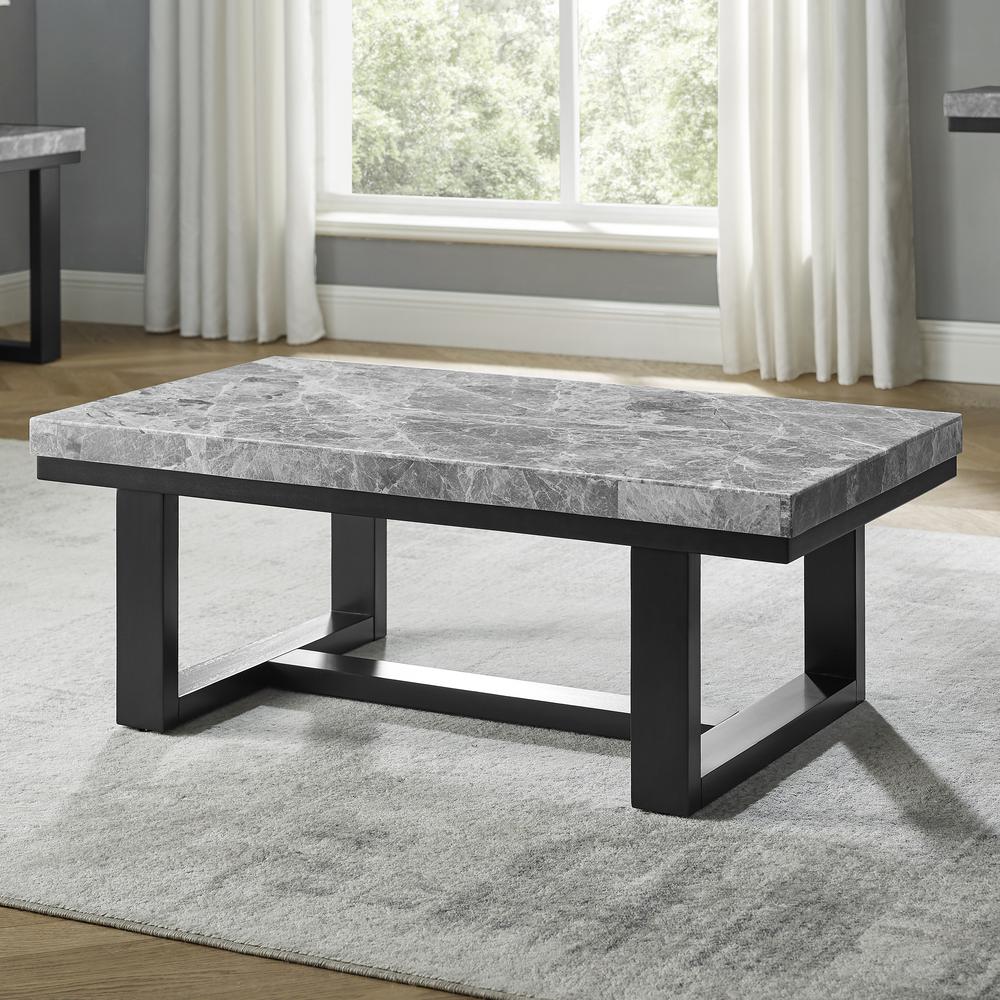 Lucca Gray Marble Cocktail Table. Picture 1