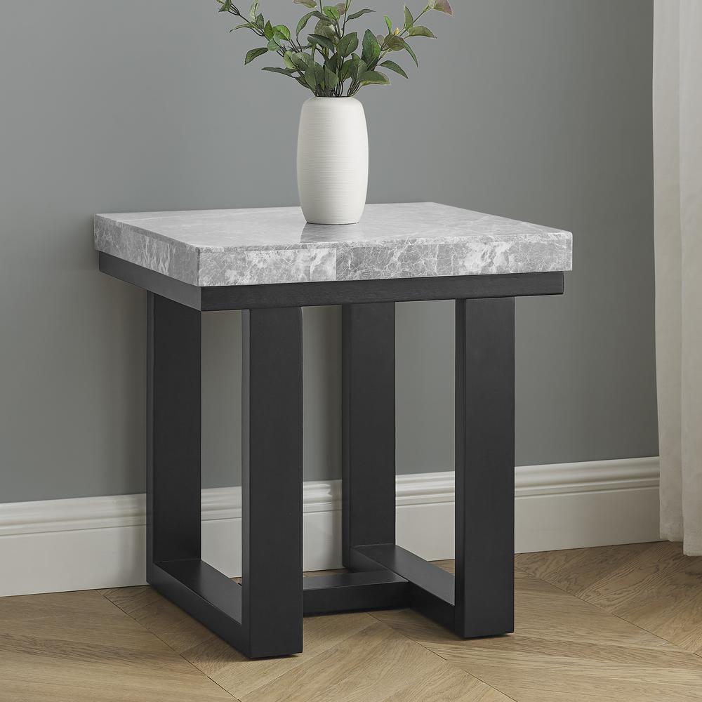 Lucca Gray Marble End Table. Picture 1