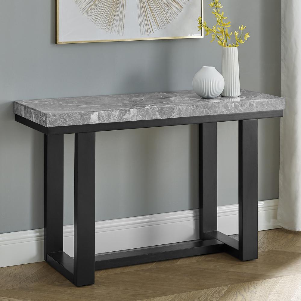 Lucca Gray Marble Sofa Table. Picture 1