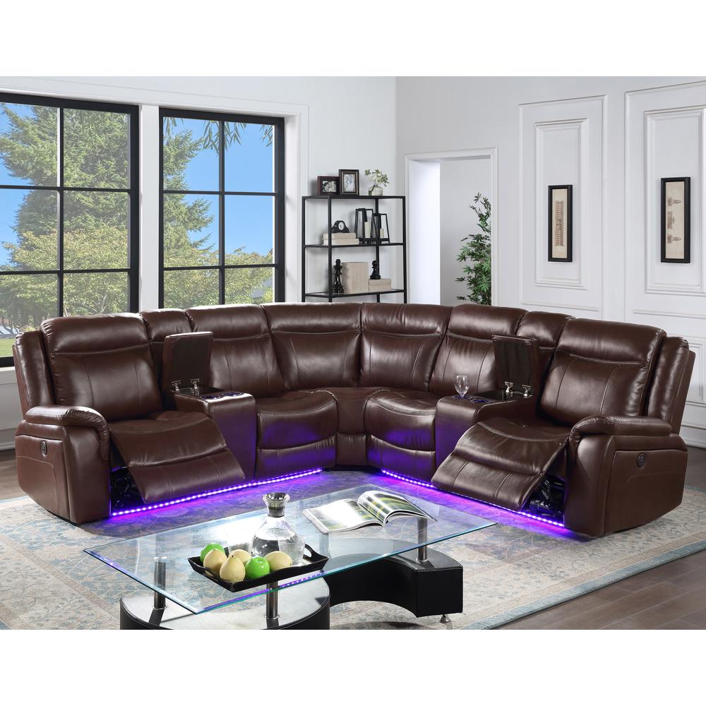 Levin 3pc Power Reclining Sectional - Cocoa. Picture 1