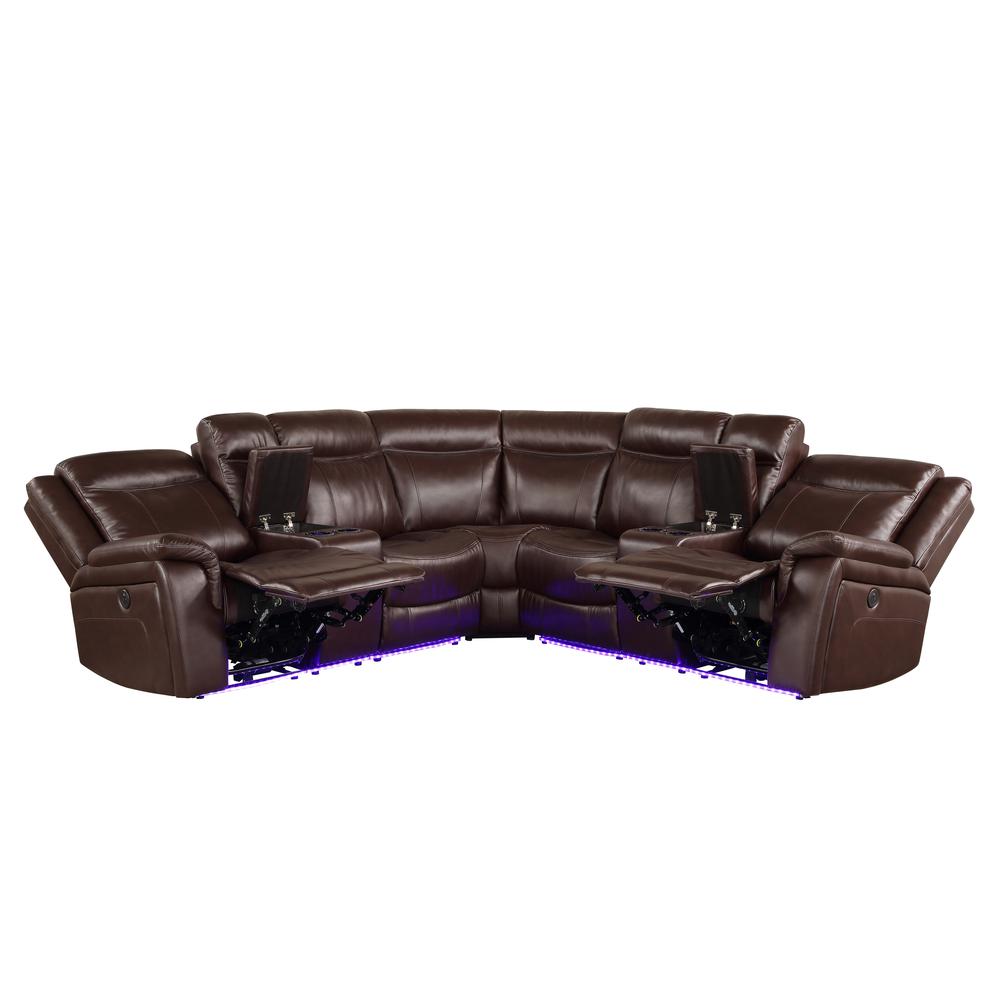Levin 3pc Power Reclining Sectional - Cocoa. Picture 4