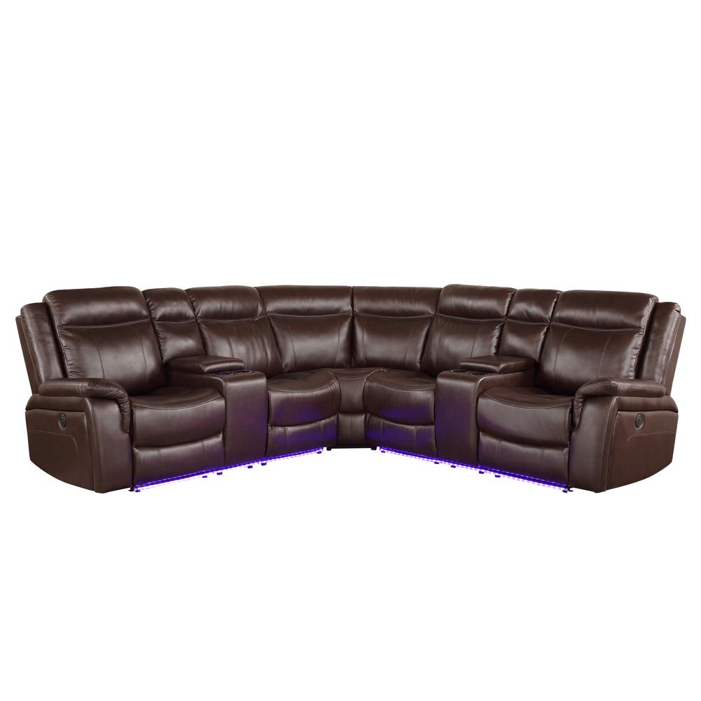 Levin 3pc Power Reclining Sectional - Cocoa. Picture 5